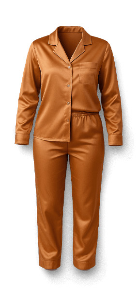a pair of orange stain pajamas